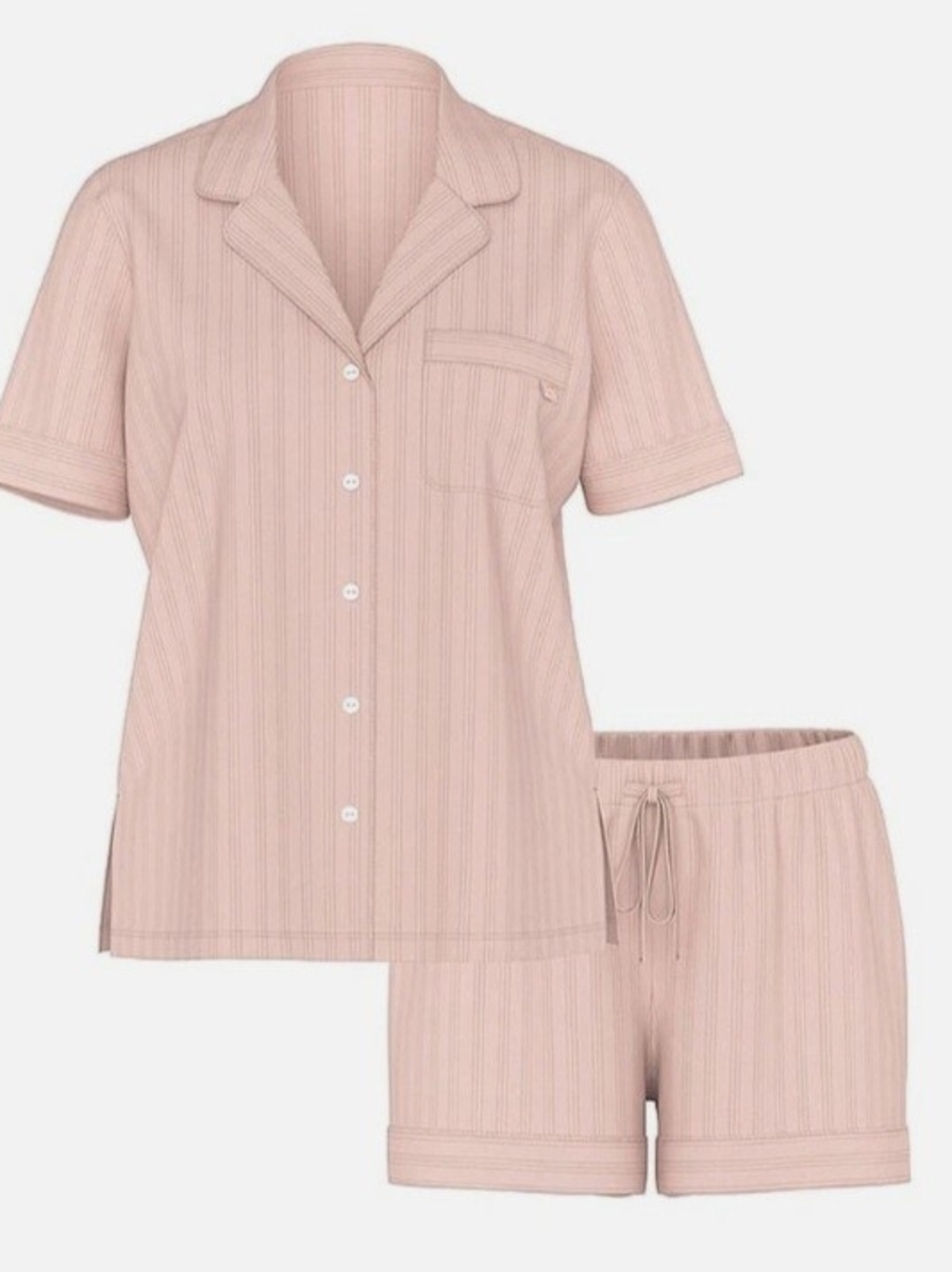 Victoria's Secret Blush Pink Short Sleeve Button Pajama Set